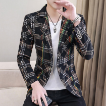 Tide brand casual small suit jacket mens flower suit coat 2021 spring and autumn Korean version of trend slim handsome single West