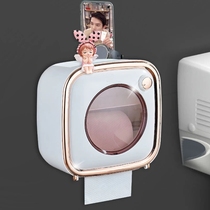 Net red toilet tissue box toilet light luxury wind shelf waterproof non-perforated wall-mounted roll paper barrel toilet paper box