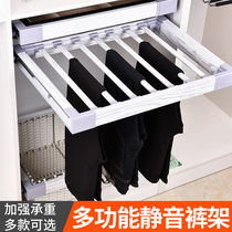 Cloakroom top-mounted telescopic pants rack cabinet push-pull multi-c function shelf double row telescopic wardrobe pants rack