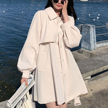 Trench coat women 2021 new foreign style autumn slim body belly thin thin long sweet cool coat female temperament