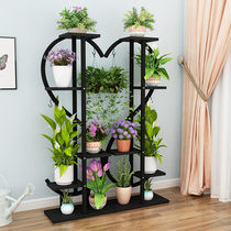 New flower stand indoor living room balcony heart-shaped Chinese wind green multi-layer floor Mount decorative shelf