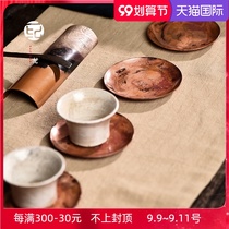 Japanese hand-fired color red copper coaster pure copper tea tray insulation tea mat Cup tray tea dish tea ceremony kung fu tea set