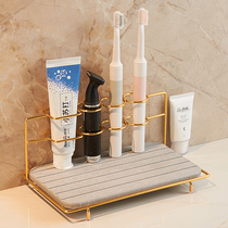 Nordic light luxury bathroom electric toothbrush holder holder set table top hotel storage rack non-punching sink rack