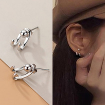s925 sterling silver back hanging double-line hook earrings womens Japanese and Korean small simple Hong Kong style earrings versatile neutral net red earrings
