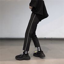 ins autumn Korean straight suit pants Hong Kong wind Joker men slim foot trousers student leisure ankle-length pants