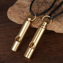  Brass outdoor life-saving whistle bamboo keychain pendant Childrens game treble whistle mountaineering training decoration