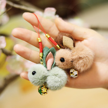 own pack imitation mink hair hanging jewelry mobile phone chain Mid-Autumn Festival jade rabbit pendant decoration children cute small gifts