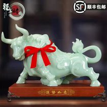 Fushan financial margin jade stone cattle development bull bullfighting fortune decoration office decoration opening business gifts