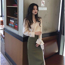 Goddess Fan suit female 2021 Spring New Imperial sister temperament Chic Joker slim top skirt two-piece female