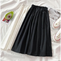 Small temperament high waist drape skirt vintage wild black skirt women Autumn Spring long A- line dress tide