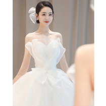 Bandeau French light wedding dress 2021 new temperament summer bride tail simple atmosphere small man niche design