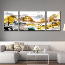 Decorative painting Living room hanging painting sofa background wall Light luxury atmosphere high-end simple running deer triptych wall painting mural