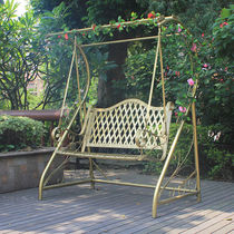 Outdoor swing Indoor adult hanging basket Wrought iron rocking chair Golden outdoor cradle Courtyard Balcony Double swing hanging chair