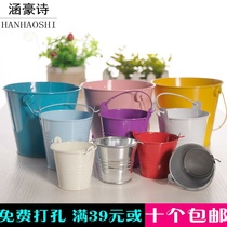 zakka iron flower arrangement small flower bucket fleshy flower pot painted bucket Joker mini candy color small iron bucket