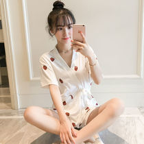 Pajamas female students Korean cute new loose net red short sleeve kimono two-piece womens home suit