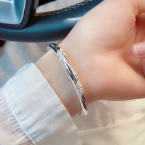 Silver bracelet female 9999 sterling silver round belly smooth simple solid foot silver bracelet young gift to mother girlfriend