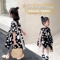 Childrens clothing Girls tone fan Korean version of the dress 2021 summer new childrens personality irregular two-piece skirt