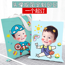 Canvas bag custom avatar matting photo twill velvet to map logo text cartoon baby DIY mommy bag