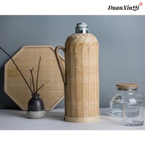 Handmade bamboo thermos Household thermos Traditional vintage water kettle Old-fashioned thermos glass bile nostalgic kettle