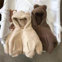 Baby coat 2021 autumn and winter New Men and women children in small and child lamb wool plus velvet thickened warm Korean trend tide