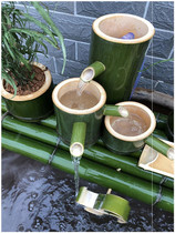 Water scenery up and down fish tank garden pastoral style bamboo art tea table humidifier micro landscape Villa rockery green stone ceramics