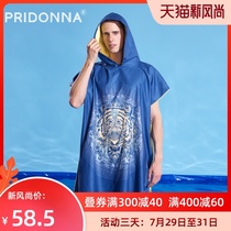 PRIDONNA Mens absorbent quick-drying bathrobe Swimming portable beach towel Adult cloak windproof sunscreen bath towel