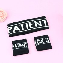 Sports headband Korean version of the hair band headband wrist sweat-absorbing knitted letters sports fitness men and women hairband Student head