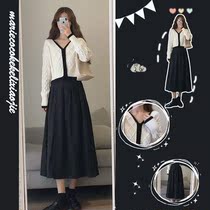 Korean version of ins autumn clothing 2021 new can salt sweet temperament wear sweater small man slim skirt set