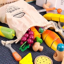 Export children Chee Le house kitchen tableware wooden baby boys and girls cut to see fruit and vegetable toys