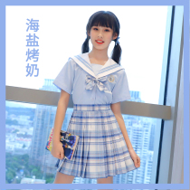 Sailor suit girls JK uniform skirt suit children primary school students 10 summer summer skirt 12 years old genuine college style