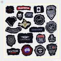 Patch clothes pattern flower stickers Black hand-sewn embroidery English word cloth stickers Patch appliqué denim stickers embroidered clothes