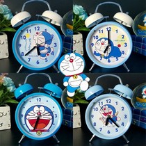Doraemon alarm clock double bell metal robot cat jingle clock clock night light student alarm clock for boys and girls
