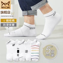 Cat man socks men Xinjiang cotton socks spring and summer thin deodorant sweat-absorbing stripes low-top shallow sports cotton socks