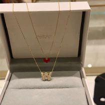 Japan AHKAH letter necklace 18K gold diamond pendant collarbone cross chain for birthday present