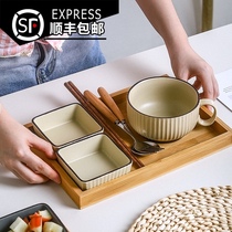Ceramic Net red instant noodle bowl ritual feeling one person food tableware set exquisite single breakfast bowl cute ins tray