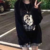 Round neck sweater female students Korean loose ins Super fire Tide brand love printing Spring and Autumn New thin clothes