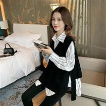 Spring Suckling Clothes Out of Spicy Mother Foreign Air Horse Chia Upright shirts Two sets of Korean version Loose Pregnancy Woman dress