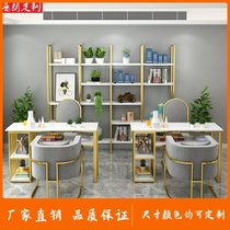 Modern multi-functional Wrought iron nail art table and chair set Net red manicure table Sofa chair Double marble nail art table