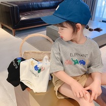 Girl short sleeve T-shirt Korean version 2022 Summer new baby foreign air casual blouse child summer cartoon undershirt