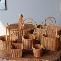 Fields Garden Wind Series Vine woven hand basket plastic vines Imitation Vine Hand Woven Flower Basket Handbag Wild Dining Basket