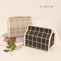 INS Nordic style fresh and simple cotton and linen cloth art paper towel bag pumping paper box Guest restaurant car hanging paper towel cover