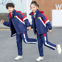 Primary school uniforms spring and autumn suits three-piece childrens class uniforms Spring and autumn kindergarten uniforms red and blue
