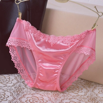 Sexy lace middle and low waist underwear female elastic anti-satin breathable triangle Lady crotch tide