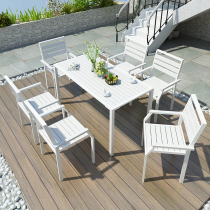 Outdoor tables and chairs Courtyard White balcony Small tables and chairs Garden Park Open-air terrace Cafe Wrought iron WPC Outdoor