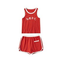 For the country glory suit patriotic national tide wind boys and girls retro sports sleeveless vest summer baby baby childrens clothing