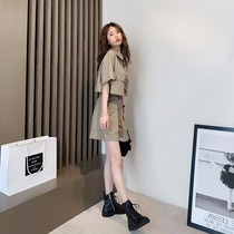 Handsome Overalls Fried Street Suit Women Tide Summer Ocean Air Trendy Casual Little Sub salt can be sweet shorts Two sets