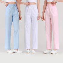 Nurse pants women White autumn and winter breathable blue plus size pink elastic waist nurse clothes work pants