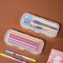 Stationery box Primary School students men and women Net Red large capacity plastic pen bag office neutral sketch color lead pencil case transparent