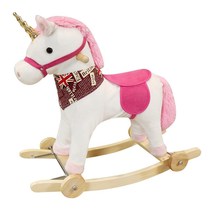 Trojan childrens rocking horse unicorn dual-purpose music solid wood rocking horse baby baby toy birthday gift