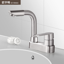 304 stainless steel wash basin single double hole hot and cold faucet old wash basin double three hole faucet